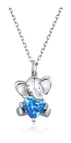 Collar Dije Elefante Con Cristal Para Mujer En Plata 925