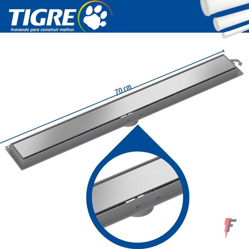 Imagem 2 de 5 de Ralo Linear Tigre 70cm Com Grelha Inox