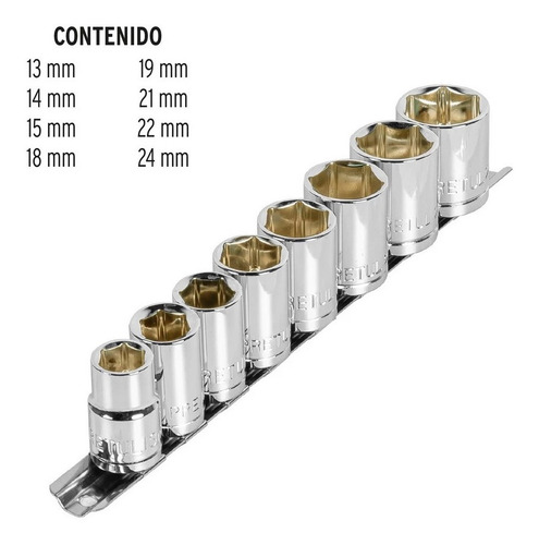 Juegos De Copas Milimétricos 1/2'' 8 Piezas Pretul 21176