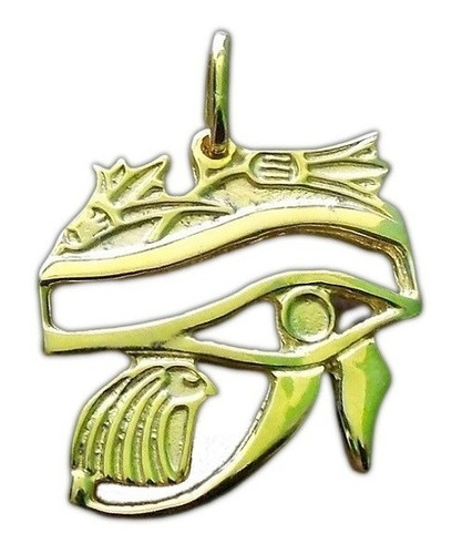 Pingente Egípcio Ra Horus Olho Do Sol Prata Ouro 18k - 8 Gr