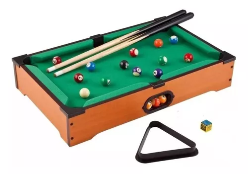 Mesinha de Jogo Sinuca 40CM Infantil Snooker Brilhar Com 02 Tacos