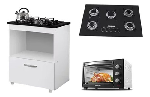 Kit Balcão Cooktop 1 Porta Br C/forno Elétrico 48l 220v C/fo