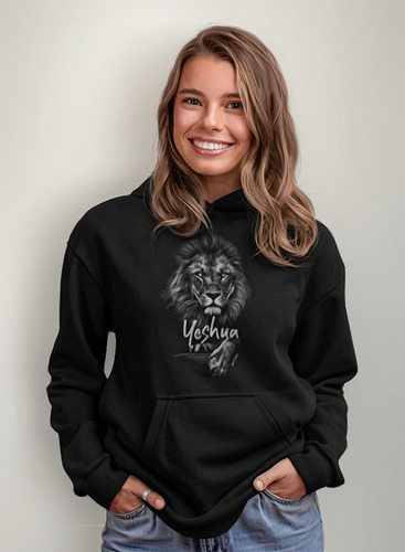 Poleron Unisex Cristiana Yeshua Rey Leon Algodon Estampado