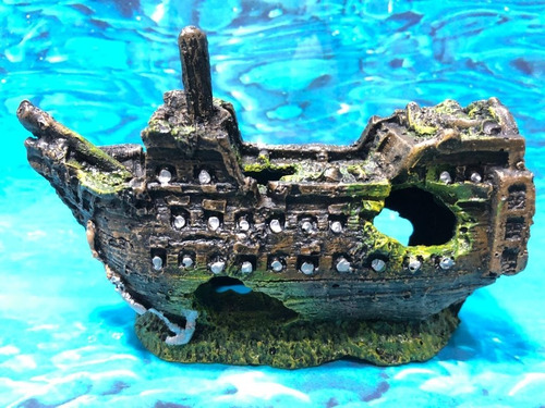 Imagem 6 de 6 de Enfeite Aquário Barco Galeão Pequeno