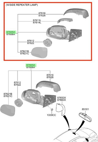 Espejo Lateral Izquierdo Para Hyundai Verna 2018 2022