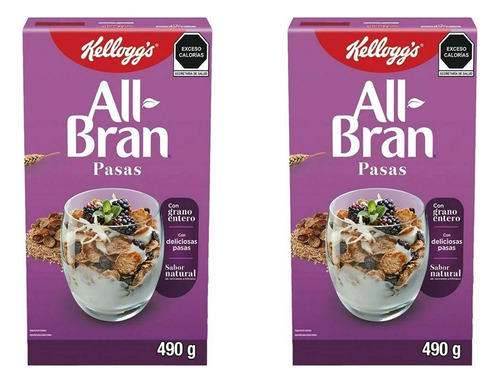 Cereal All Bran Pasas Kellogg's 490 Gr 2 Cajas