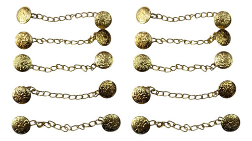 50 Pzs Boton Con Cadena Para Traje De Charro O Mariachi Dorado