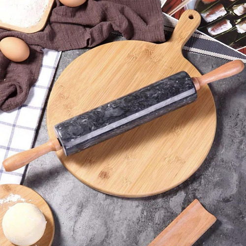 Rodillo Con Mango Y Base De Madera Fácil De Limpiar Negro