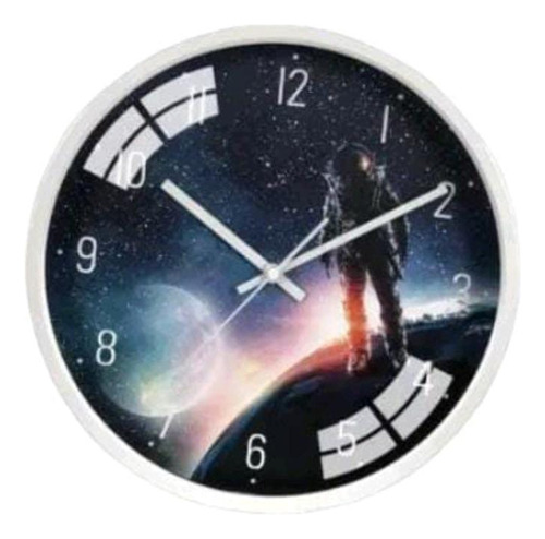 Reloj Astronauta Silencioso Luminoso 30 Cm Diámetro Mural