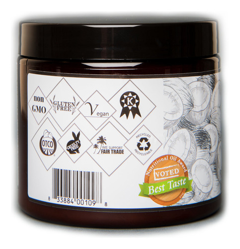 Aceite De Coco Virgen Extra, Prensado En Frío, Orgánico, 16