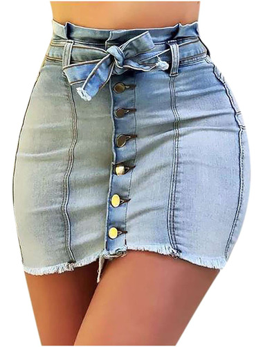 Narhbrg Minifalda Mezclilla Para Mujer Pantalon Verano Boton