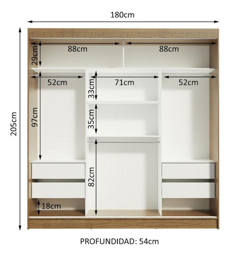 Ropero Closet Madesa Reno 3 Puertas Corredizas Con Espejo Mb