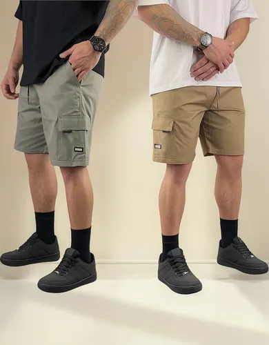 Kit 2 Bermudas Sarja Cargo Curta Streetwear Slim Casual