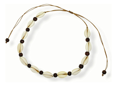 Collar Choker Caracoles Buzios Naturales Bolas De Madera