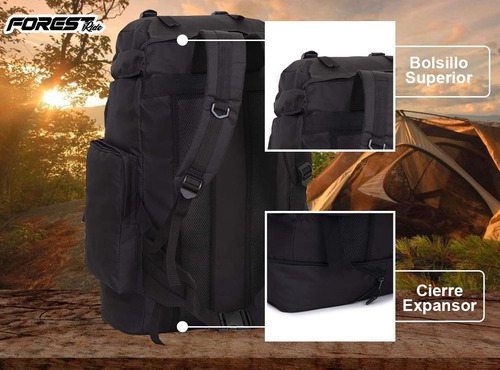 Imagen 7 de 10 de Mochila Militar Forest Camping Original Mochilero Trenking