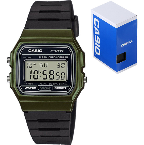 Reloj Casio Unisex Vintage F 91wm 3a Verde Cronometro Alarma