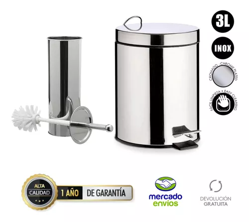 Set Baño Cesto Tacho Basura 3lts Escobilla. Abollado