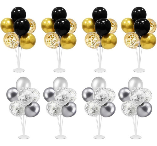 Centro De Mesa Globos Chrome Dorado Y Plata + Cristal X 8un Color Dorado Y Plateado