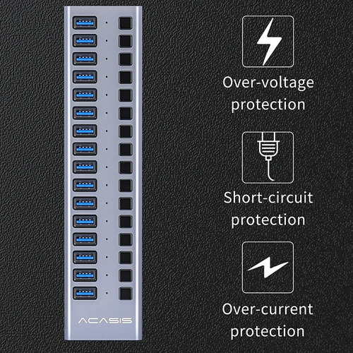 Imagen 5 de 8 de Hub Usb - 16 Port Usb 3.0 - Switch On/off - Fuente 12v 7.5a