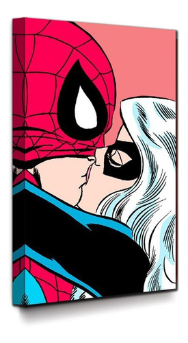 Cuadro Pop Art Lienzo Canvas Tipo Retro Spider-man Beso Amor