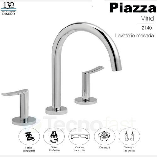 Griferia Baño Bacha Lavatorio Piazza Mind 21401 Cromo Metal