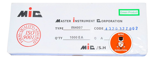 Diodo Rectificador 1n4007 1000v 1a Caja X 1000 Unidades