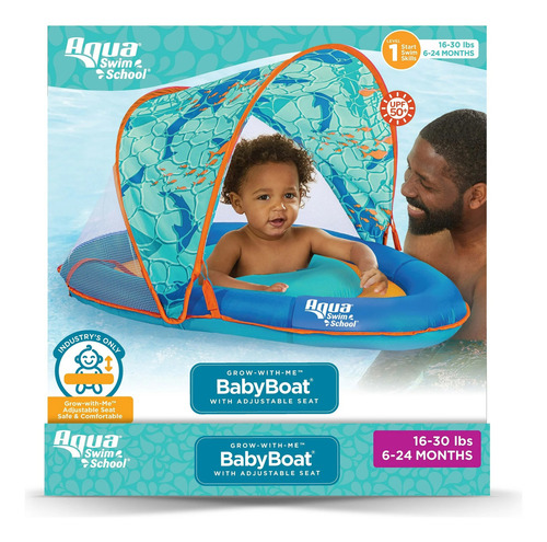 Flotador Para Bebe Con Toldo Azul 6-24 Meses Fps 50+ Azul