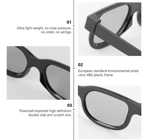 5 Pares De Gafas 3d Con Lentes Polarizadas Circulares Pasiva