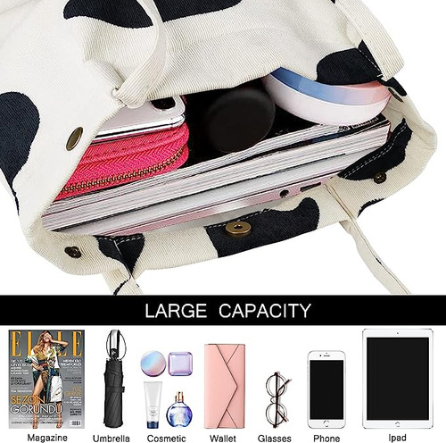 Bolso De Pana Para Mujeres Y Niñas, Bolso De Lona Con Hombro