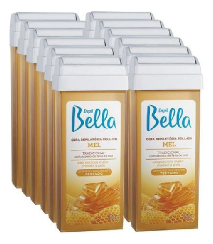Kit 24 Refil Cera Depilatória Roll-on Mel Depil Bella 100grs