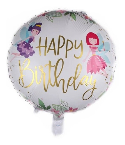 Globo Hadas Kawai Happy Birthday Fiesta Sorpresa Metálico 45