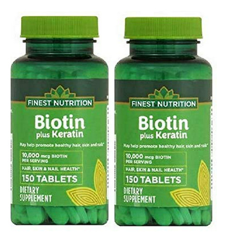 Suplemento Biotina Y Keratina - 10.000 Mcg - 300 Comprimidos - Pack 2