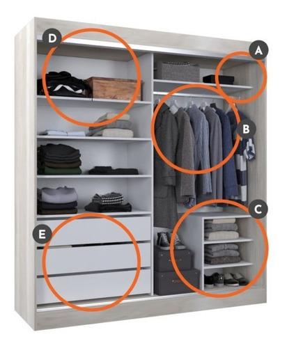 Imagen 5 de 7 de Placard Vestidor Ropero Puerta Corrediza 2 Puertas 180x200