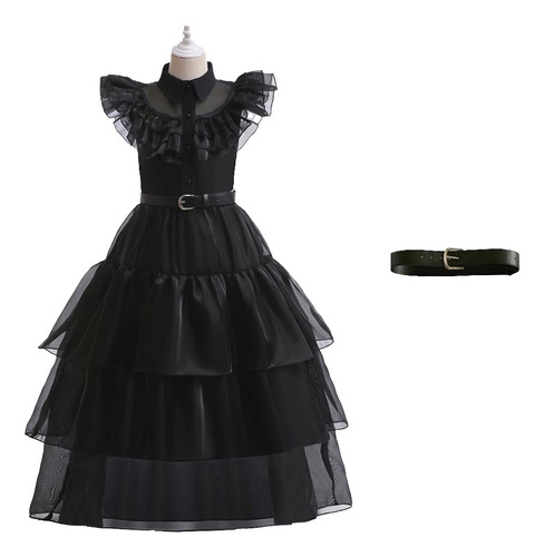 Vestido Infantil Adolescente Baile Wandinha Addams Halloween
