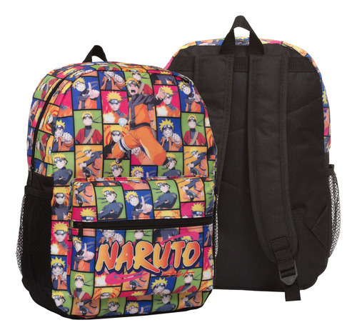 Mochila Escolar Menino Naruto Espaçosa Costas 24hrs Cor Preto