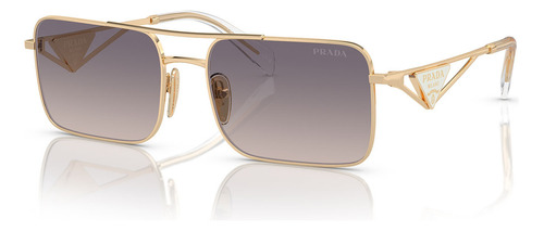 Óculos De Sol Prada Pra52s Zvn30c-56 Cor Ouro-pálido Cor da armação Dourado Cor da haste Dourado Cor da lente Azul