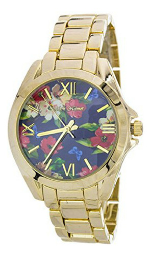 Reloj De Ra - Women's Floral Print Crystal Fashion Watch, Bl