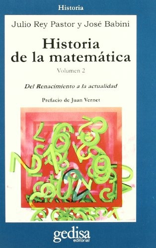 Historia De La Matemática Vol. 2, Rey Pastor, Ed. Gedisa