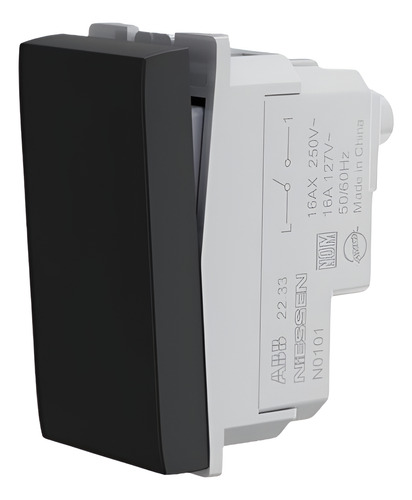 Interruptor Simples 250v 16a Preto Origen N0101 Ng