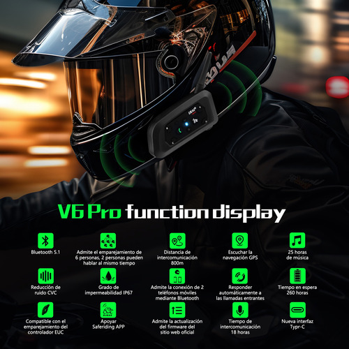 Intercomunicador V6pro+ Para Casco De Motocicleta