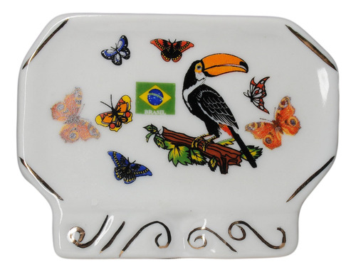 Item Decorativo De Cerâmica Com Tucano Brasileiro 8cm C103