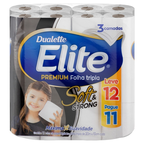 Papel higiênico Elite Premium folha tripla 30 m de 12 un