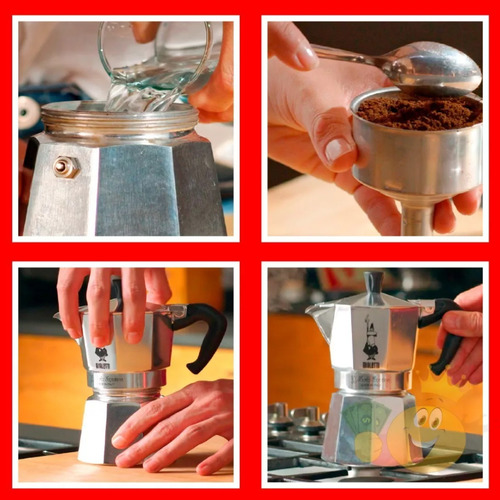 Cafetera Italiana Bialetti Moka 6 Tazas + Café De Color Plateado