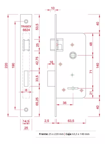 Cerradura Trabex 6624 Puerta Seguridad Exterior 2 Llaves