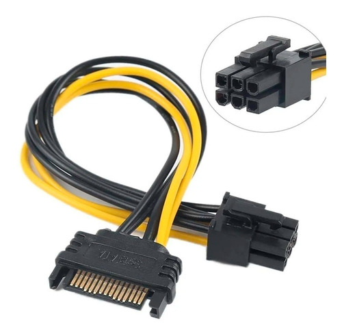 Cable Poder Sata 15pin A 6 Pin Pci Express Video