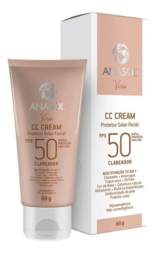 Imagem 1 de 1 de Anasol Base Cc Cream Protetor Fps50 Clareador Oil Free 60g