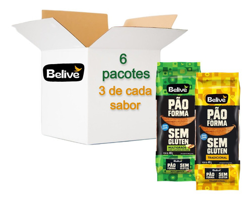 Kit Pão De Forma Belive Grãos E Tradicional 400g (3 De Cada)