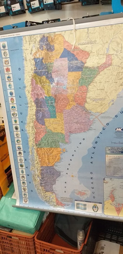 Mapa Mural Argentina 95 X 130 Politico - Fisico Doble Faz