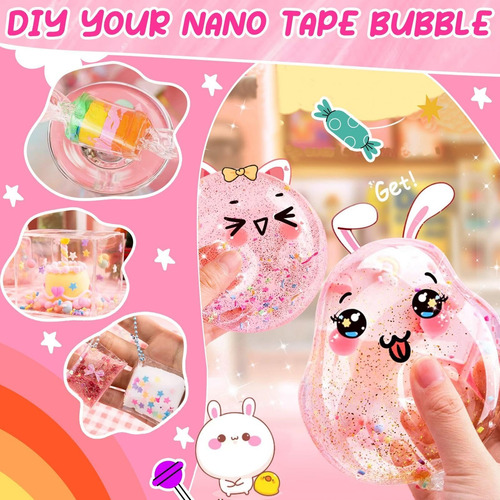 Kit De Burbujas Con Cinta Nano De Conejito Lindo Para Niños