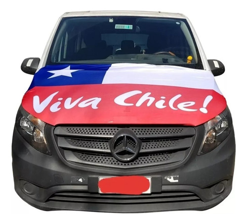 Bandera Cubre Capot Chilena Elástica Con Viva Chile